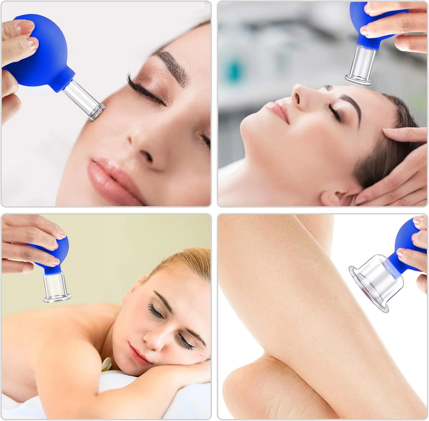 مجموعه لیوان ماساژ صورت در ۴ سایز، مناسب ماساژ صورت و چشم، ضد سلولیت - ماساژ با لیوان سیلیکونی، برای ماساژ بافت همبند (جلد نرم - آبی) مجموعه لیوان ماساژ صورت در ۴ سایز، مناسب ماساژ صورت و چشم، ضد سلولیت - ماساژ با لیوان سیلیکونی، برای ماساژ بافت همبند (جلد نرم - آبی)