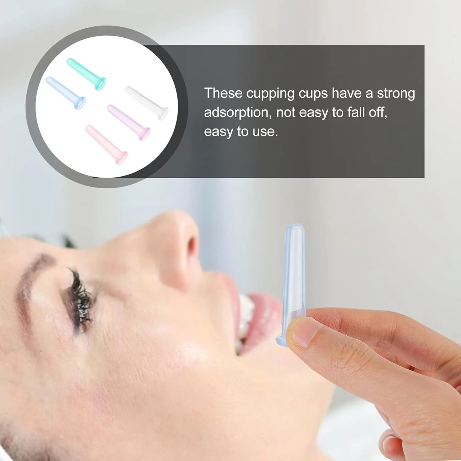 ست ماساژ صورت کانتک، 5 عدد کاپ سیلیکونی برای ماساژ ضد پیری صورت، چشم، گردن، پشت و بدن