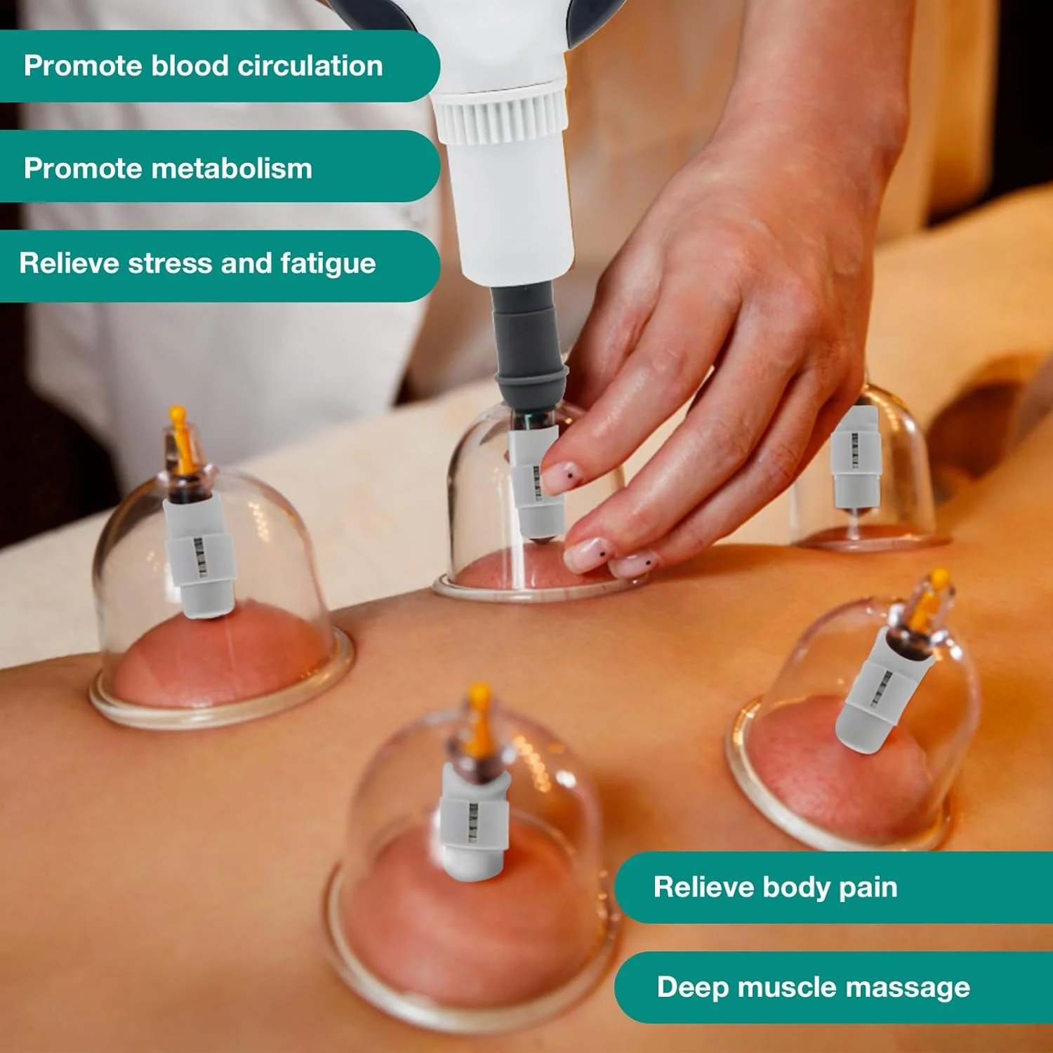 مجموعه ۲۴ عددی لیوان حجامت با پمپ خلاء، لیوان حجامت برای صورت و بدن، حجامت برای سلولیت، تنش و آرامش عضلات، ست حجامت با آهنرباهای نقطه طب فشاری