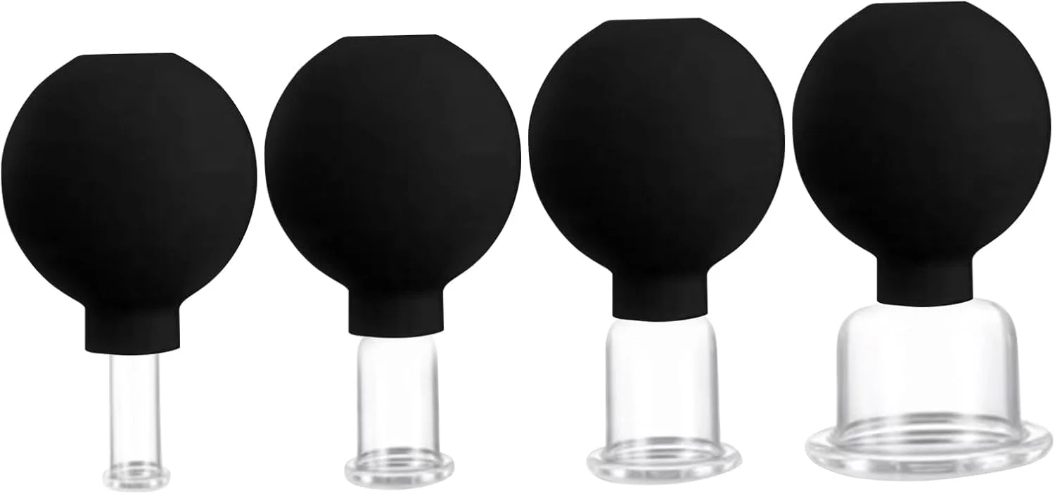 ماساژ صورت - ست 4 عددی لیوان حجامت صورت قابل حمل | ابزار ماساژ بدن برای پا، بازو، پشت و شانه