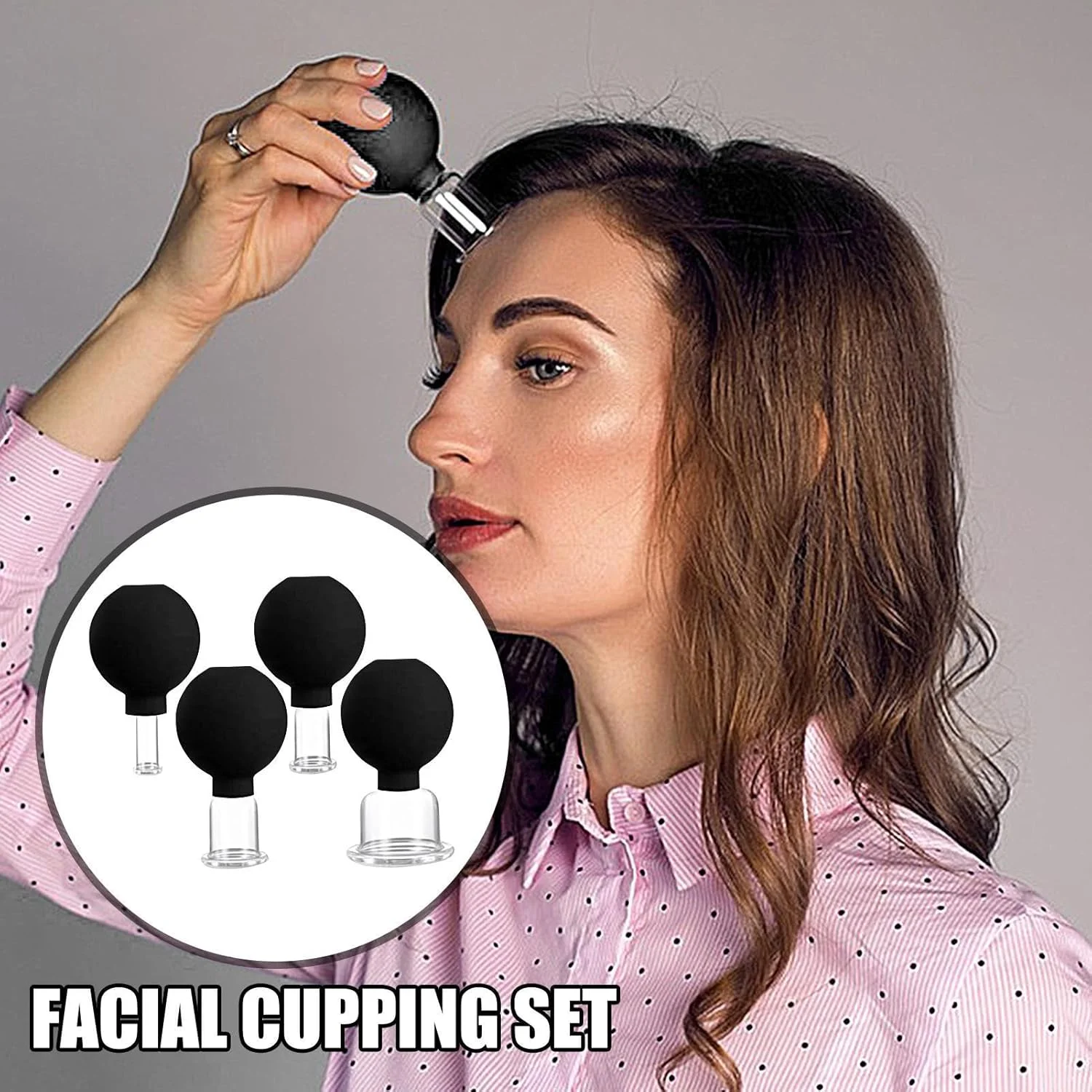 ماساژ صورت - ست 4 عددی لیوان حجامت صورت قابل حمل | ابزار ماساژ بدن برای پا، بازو، پشت و شانه