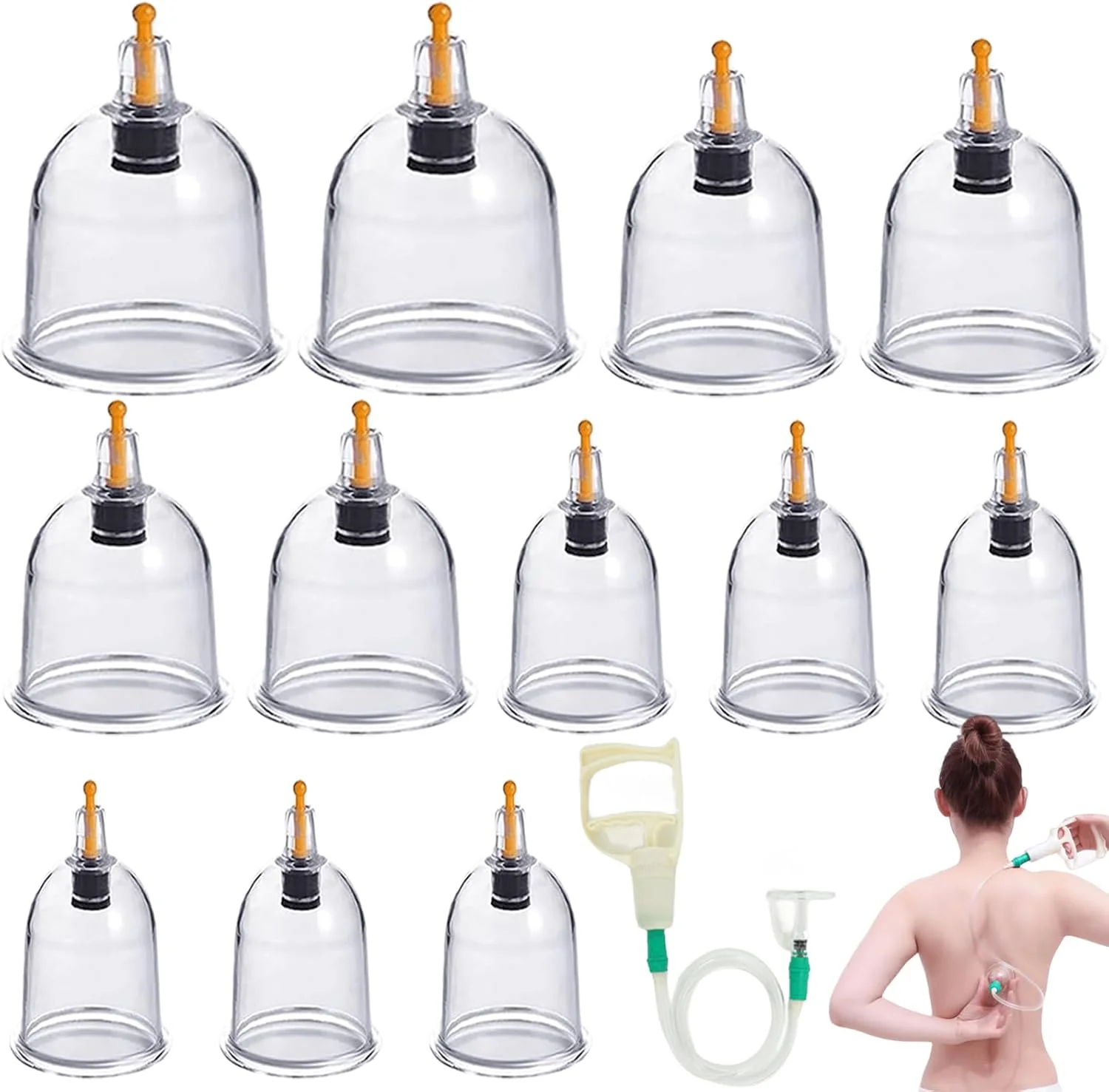 لیوان حجامت با پمپ خلاء، 12 عدد لیوان حجامت سنتی چینی برای صورت و کل بدن، ماساژ خوددرمانی