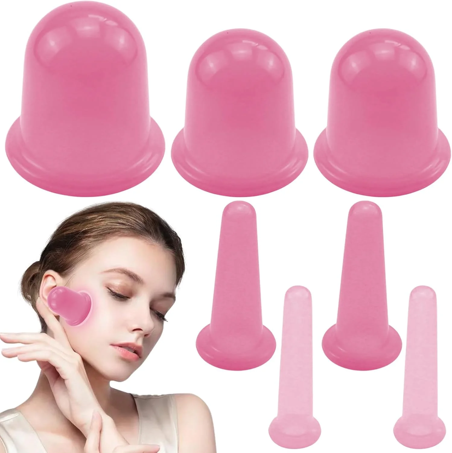 مجموعه لیوان حجامت سیلیکونی: Nizirioo، ۷ عدد لیوان حجامت برای گردن، صورت و بدن، ضد پیری و ضد سلولیت، مناسب برای صورت و کل بدن