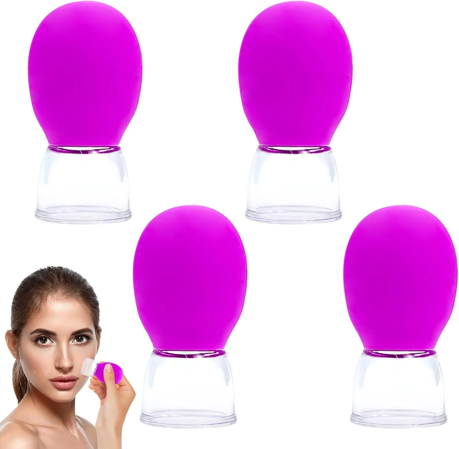 مجموعه ۴ عددی لیوان حجامت صورت، ست سیلیکونی لیوان حجامت، ست حجامت با توپ مکش سیلیکونی، حجامت صورت با جذب قوی، طراحی جداشدنی حجامت صورت برای تمام قسمت های بدن (قرمز گل رز)