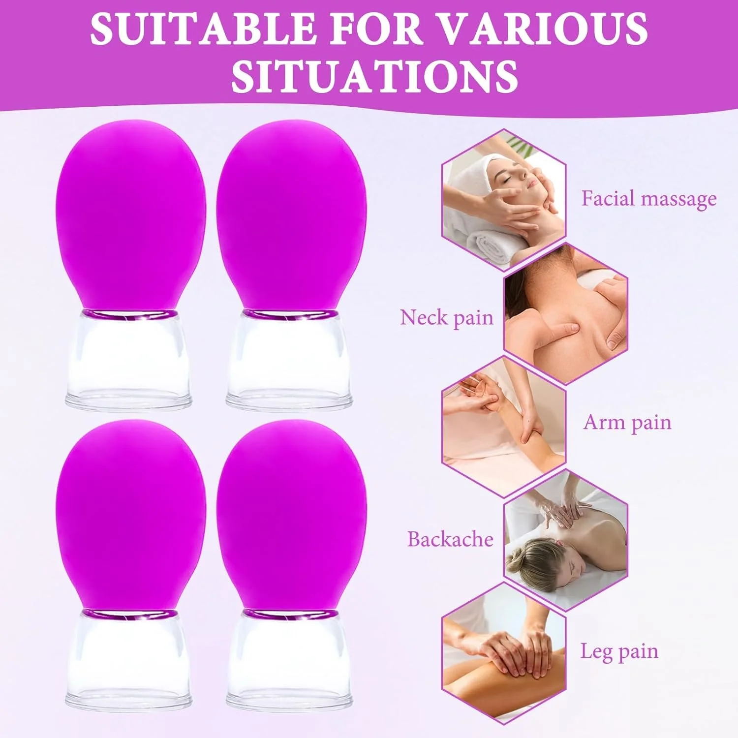 مجموعه ۴ عددی لیوان حجامت صورت، ست سیلیکونی لیوان حجامت، ست حجامت با توپ مکش سیلیکونی، حجامت صورت با جذب قوی، طراحی جداشدنی حجامت صورت برای تمام قسمت های بدن (قرمز گل رز)