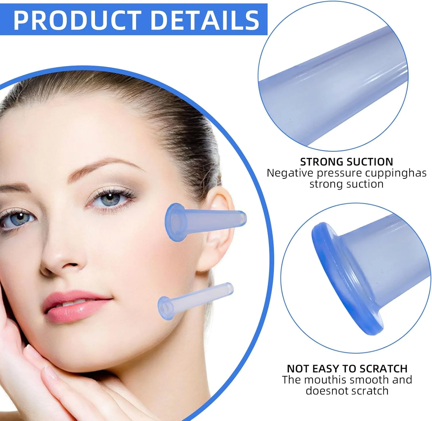 مجموعه 4 عددی لیوان حجامت، مجموعه حجامت سیلیکونی، مجموعه سیلیکونی صورت، لیوان حجامت، حجامت صورت (آبی)