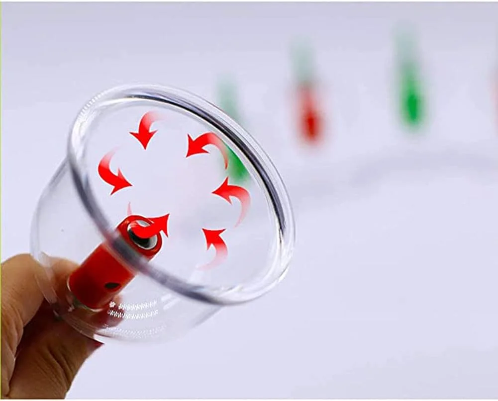 مجموعه حجامت با 24 لیوان حجامت پلاستیکی با پمپ خلاء و آهنرباهای درمانی - مجموعه حجامت حرفه ای/پزشکی/مجموعه حجامت خلاء/درمان فاسیا، شفاف