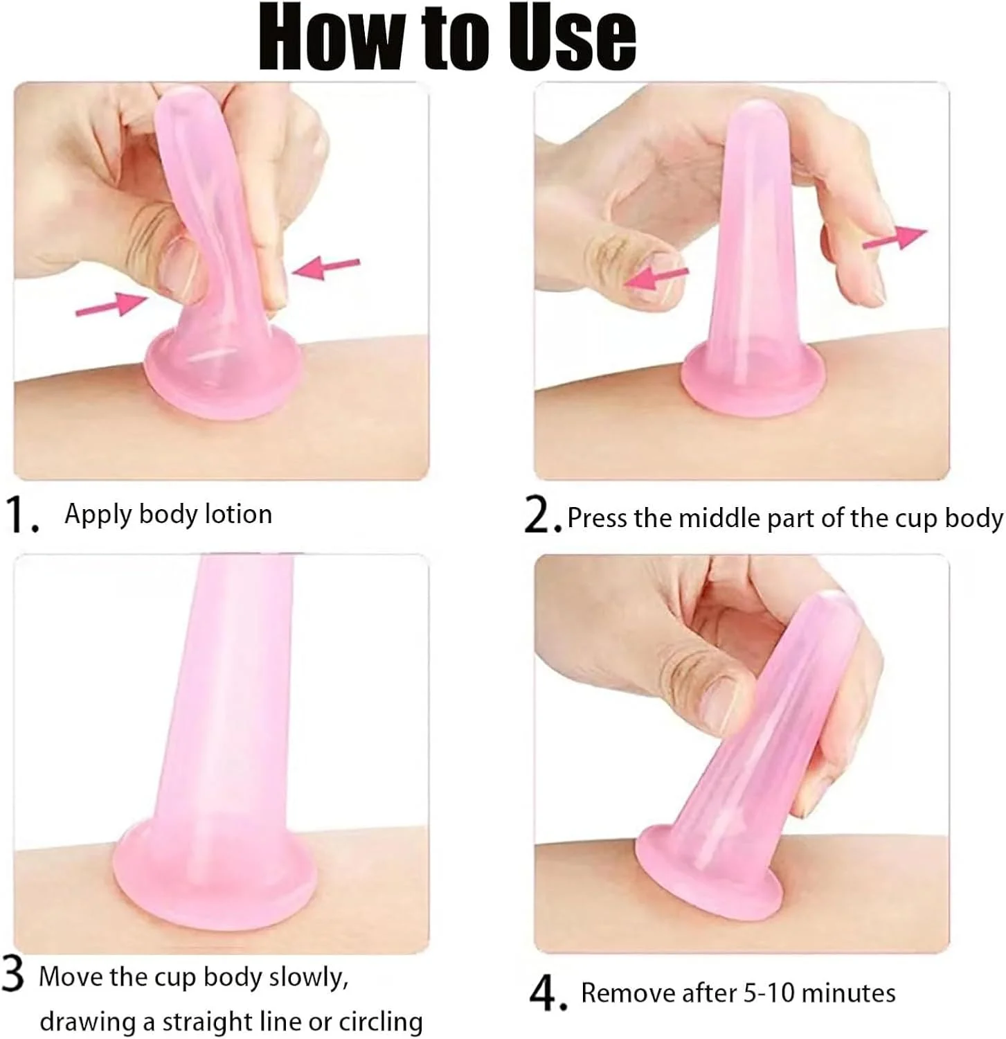 مجموعه ۴ عددی کاپینگ صورت، مجموعه کاپینگ سیلیکونی صورت، ماساژور ضد سلولیت صورت، کیت فنجان ماساژ خلاء صورتی برای مراقبت از صورت، بدن، گردن و چشم