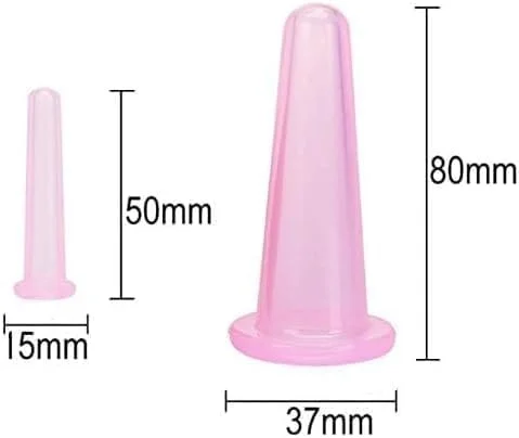 مجموعه ۴ عددی کاپینگ صورت، مجموعه صورتی رنگ تراپی کاپینگ صورت، کاپ های سیلیکونی وکیوم ضد سلولیت برای ماساژ صورت و چشم (۲ کوچک + ۲ بزرگ)