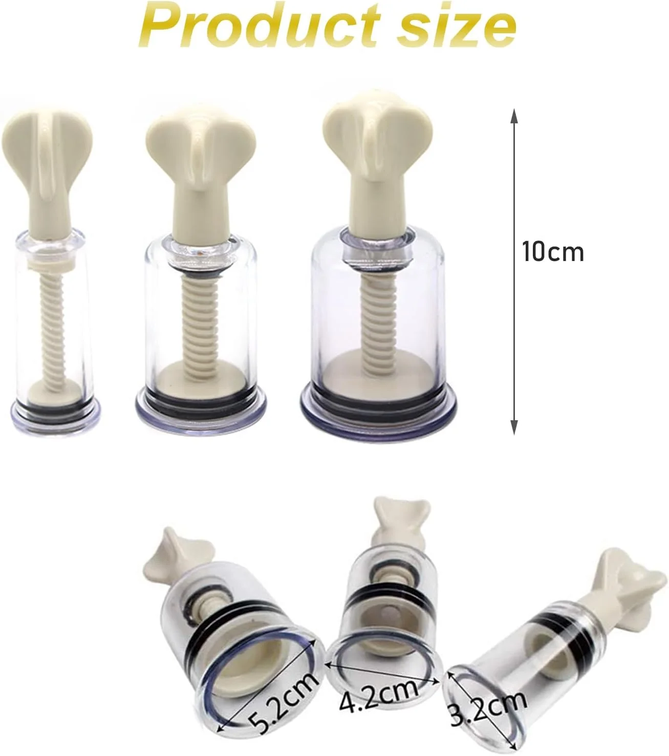 مجموعه حجامت، مکنده، مجموعه 2 عددی درمان حجامت، حجامت مکش پیچشی خلاء، درمان حجامت خلاء، برای تسکین درد و آرامش (بژ، L*2+S*1)