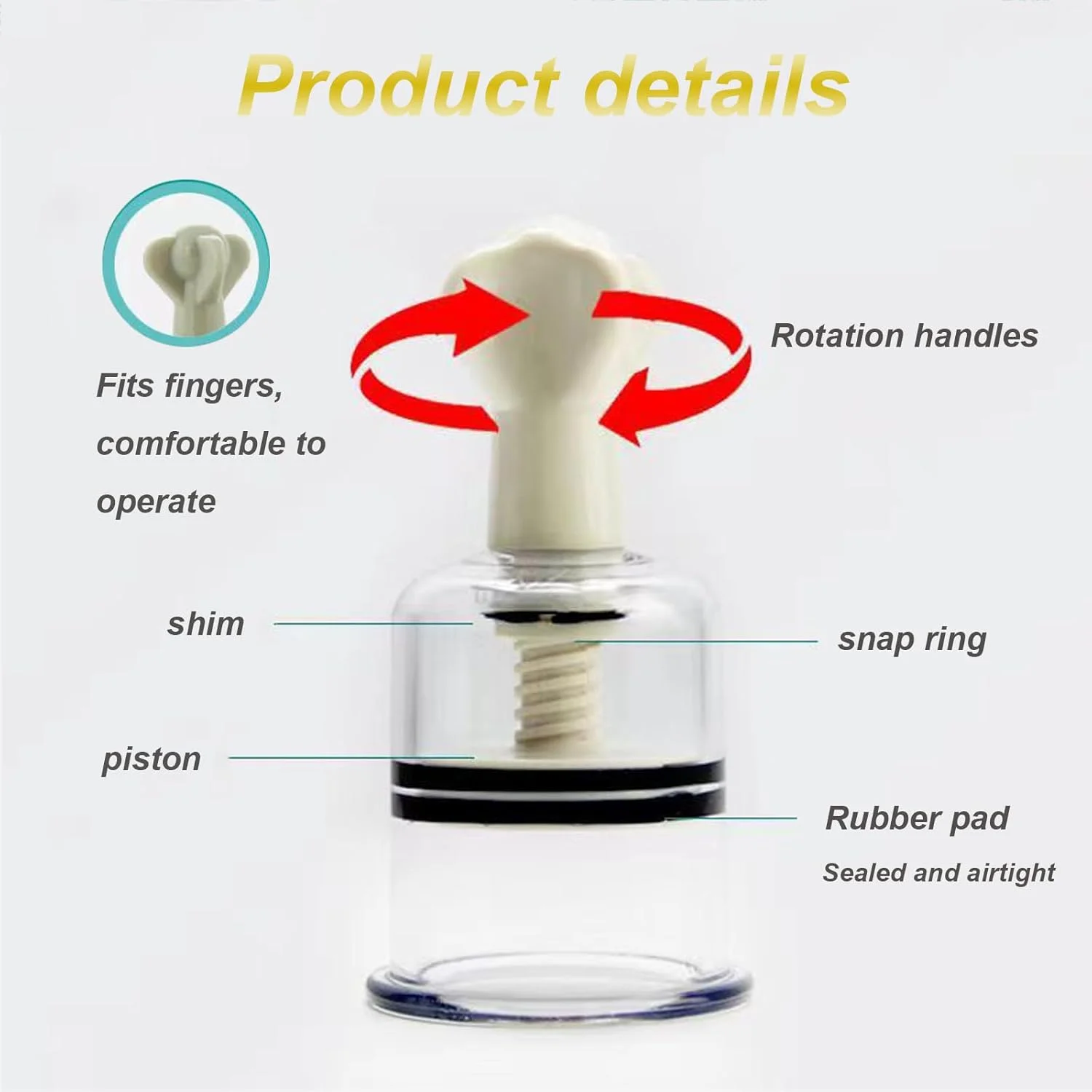 مجموعه حجامت، مکنده، مجموعه 2 عددی درمان حجامت، حجامت مکش پیچشی خلاء، درمان حجامت خلاء، برای تسکین درد و آرامش (بژ، L*2+S*1)