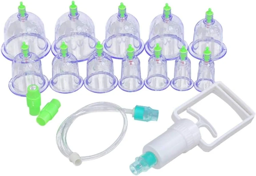 مجموعه ۱۲ عددی فنجان حجامت برای مراقبت های بهداشتی، کیت های حجامت ماساژ چینی، فنجان های مکش خلاء برای تسکین درد و گرفتگی عضلات