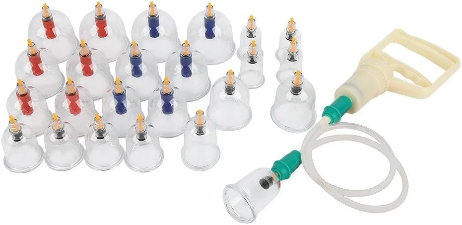 تجهیزات حجامت، 24 عدد فنجان ABS U شکل، ست حجامت خلاء چینی، ماساژ درمانی، طب سوزنی مکشی با لوله اتصال