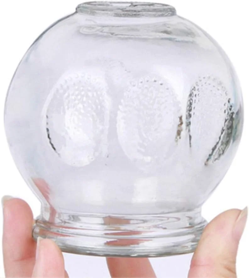 ست ۶ عددی لیوان حجامت شیشه ای، شیشه ضخیم با دستگیره انگشتی، لوازم ماساژ چینی، ۶X۵X۵CM