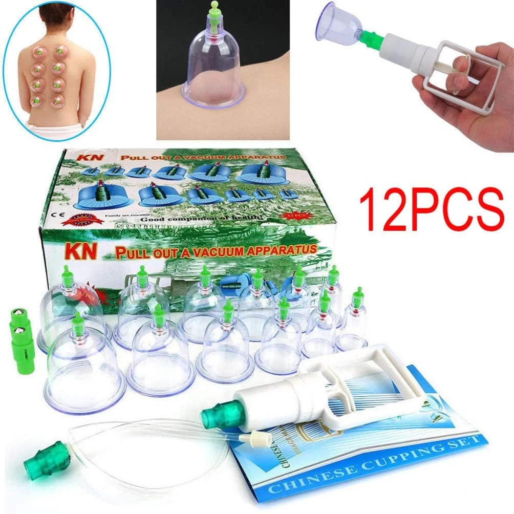 مجموعه ۱۲ عددی فنجان حجامت برای مراقبت های بهداشتی، کیت های حجامت ماساژ چینی، فنجان های مکش خلاء برای تسکین درد و گرفتگی عضلات