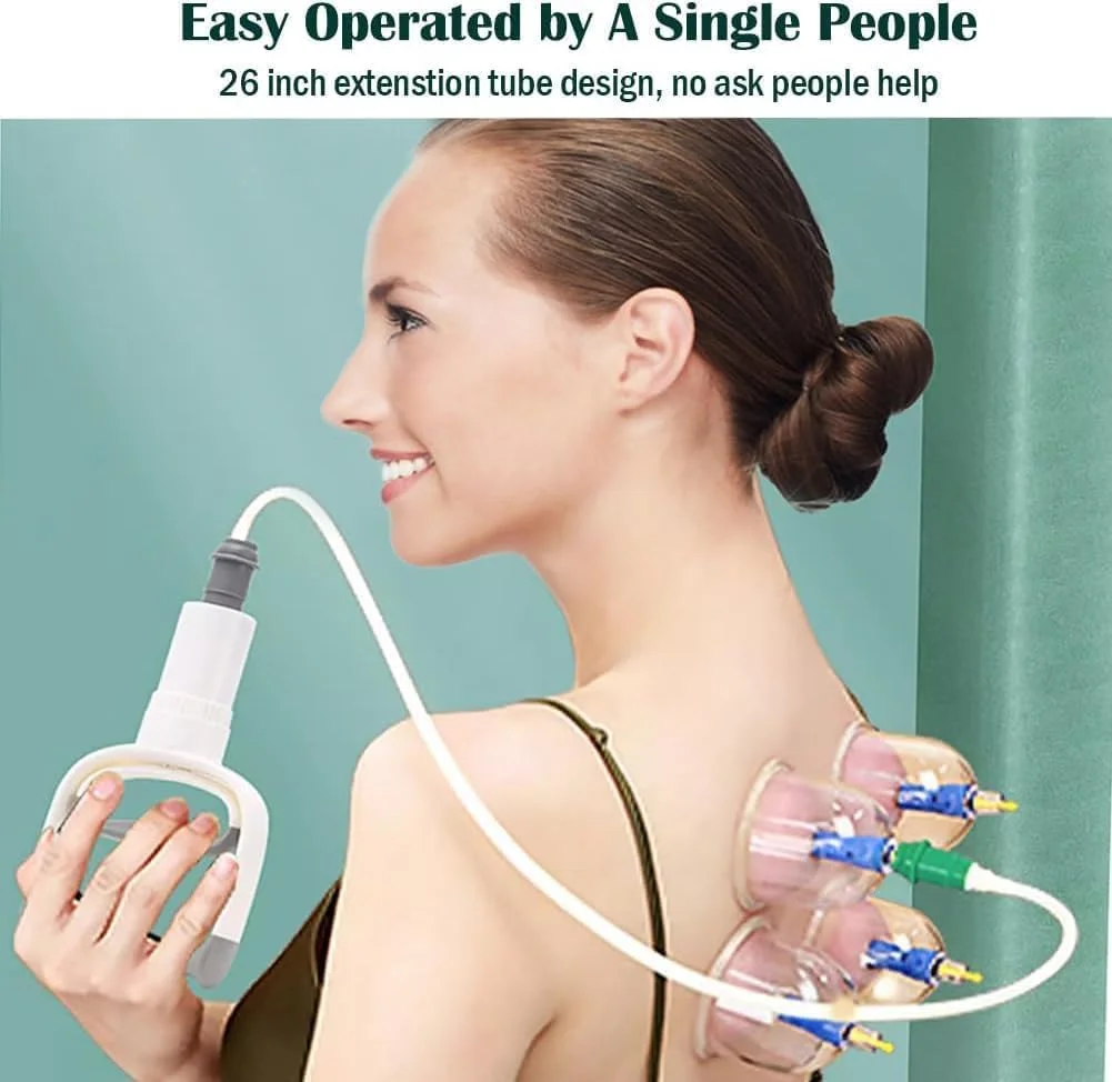 مجموعه حجامت، سایز بزرگ V2.0 برای زنان و مردان، فنجان وکیوم برای تسکین درد عضلات بدن و کمر، ماساژ، دستگاه مکش سلولیت، فنجان های مجموعه حجامت