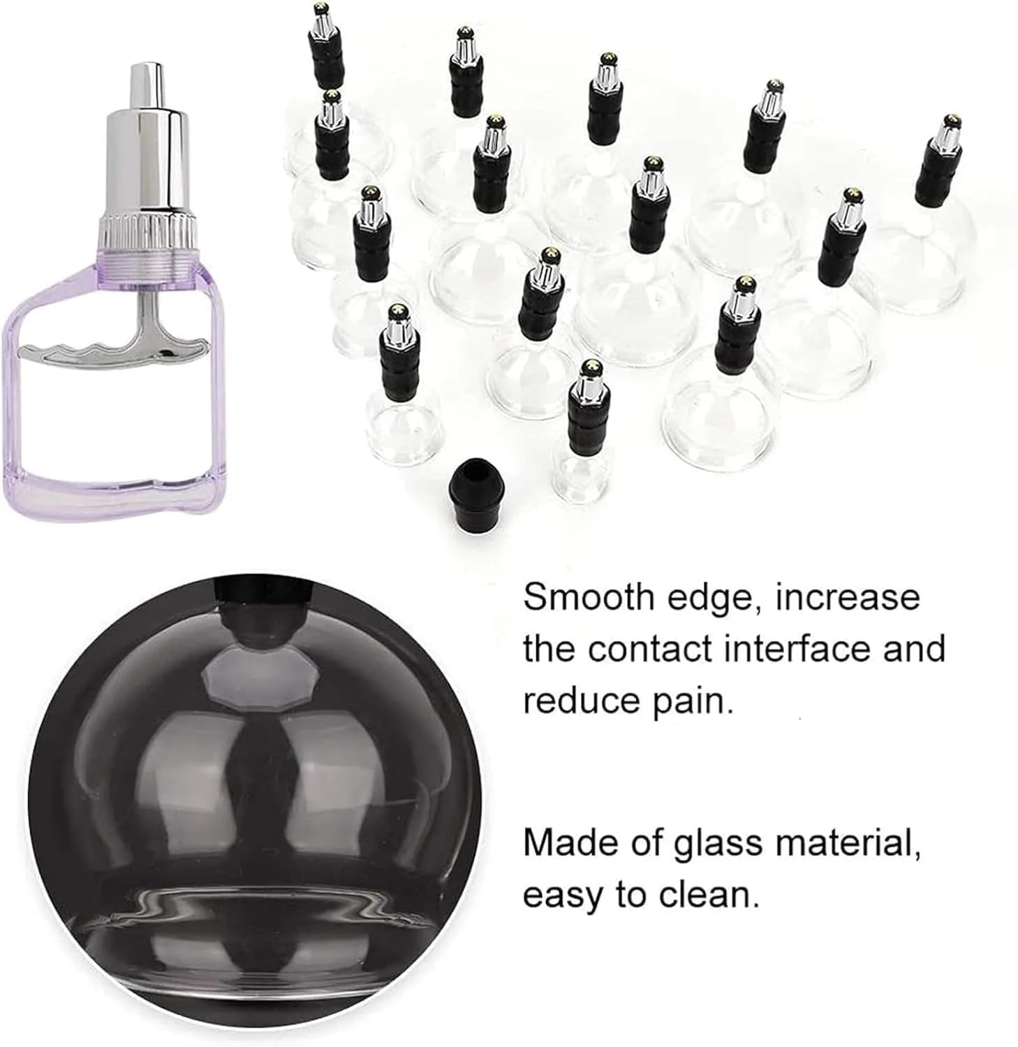 مجموعه ۱۴ عددی لیوان حجامت، لیوان ماساژ شیشه ای حرفه ای چینی در ۵ سایز، مناسب برای استودیو حجامت و استفاده خانگی برای ماساژ بدن