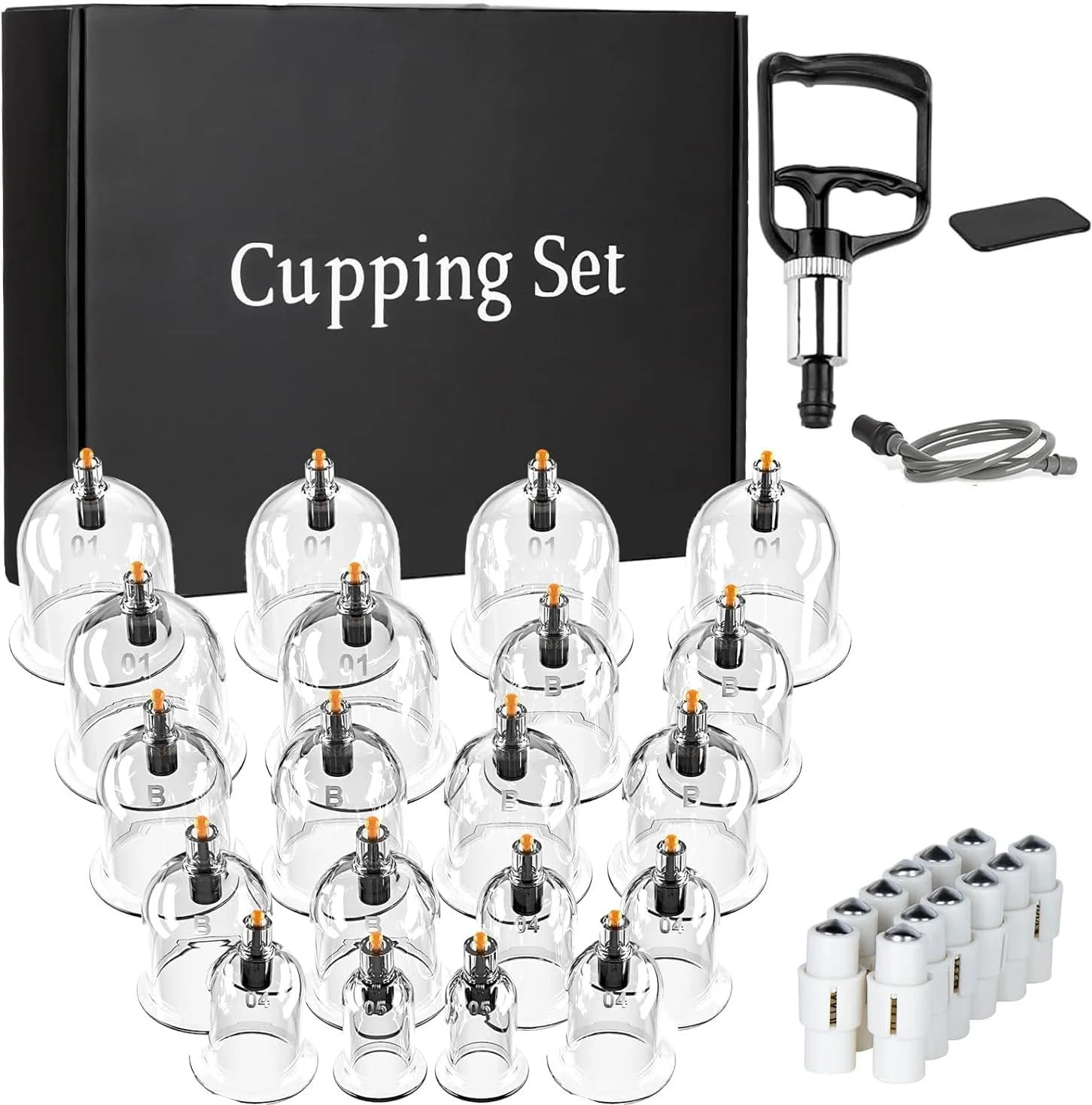 مجموعه حجامت، مجموعه درمان حجامت، ۲۰ فنجان ماساژ، دستگاه حجامت پشت، کیت حرفه ای حجامت چینی با پمپ خلاء برای ماساژ درمانی - بهبود سلامتی و تندرستی شما (۲۰ عددی)