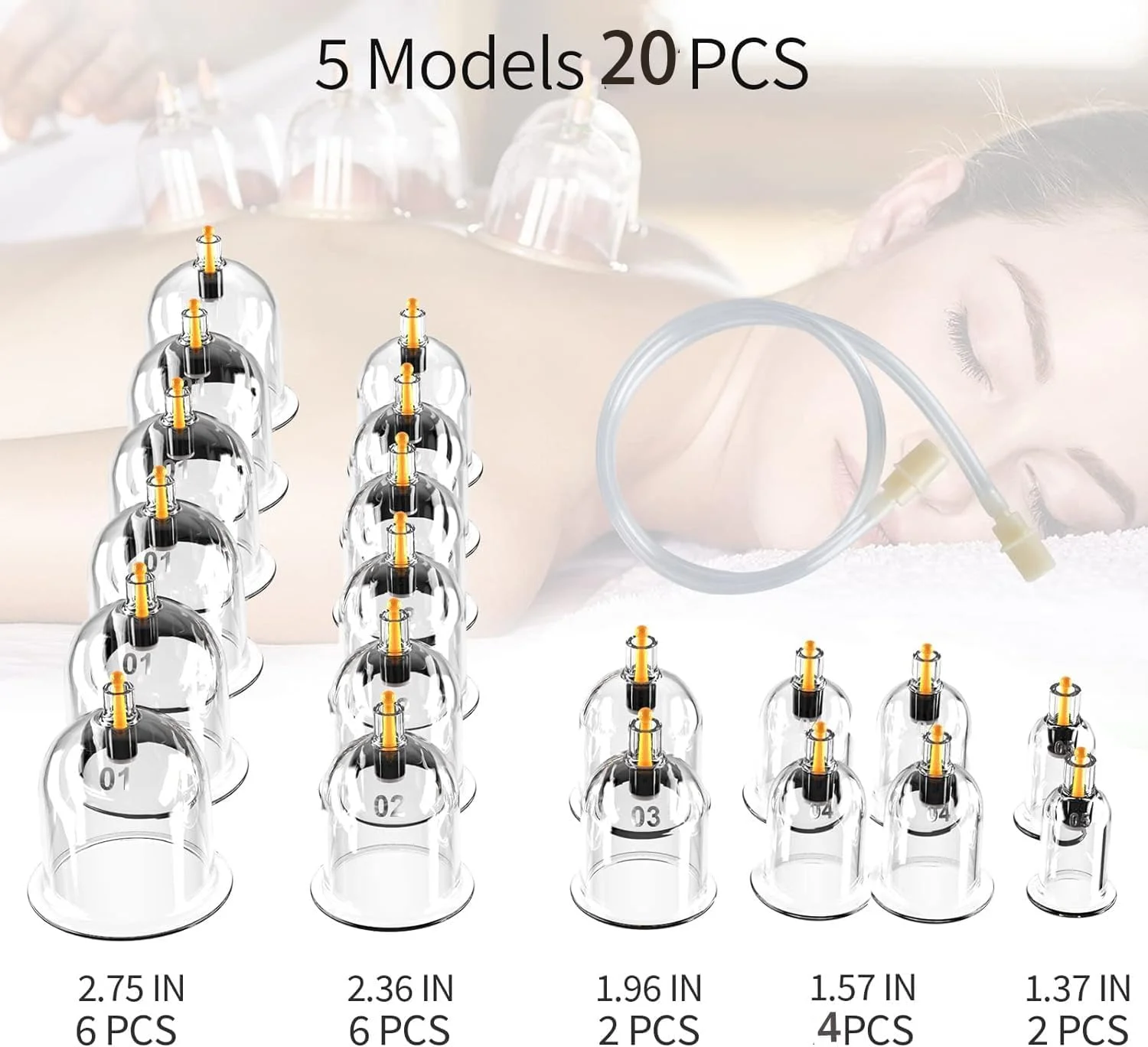 مجموعه حجامت، مجموعه درمان حجامت، ۲۰ فنجان ماساژ، دستگاه حجامت پشت، کیت حرفه ای حجامت چینی با پمپ خلاء برای ماساژ درمانی - بهبود سلامتی و تندرستی شما (۲۰ عددی)