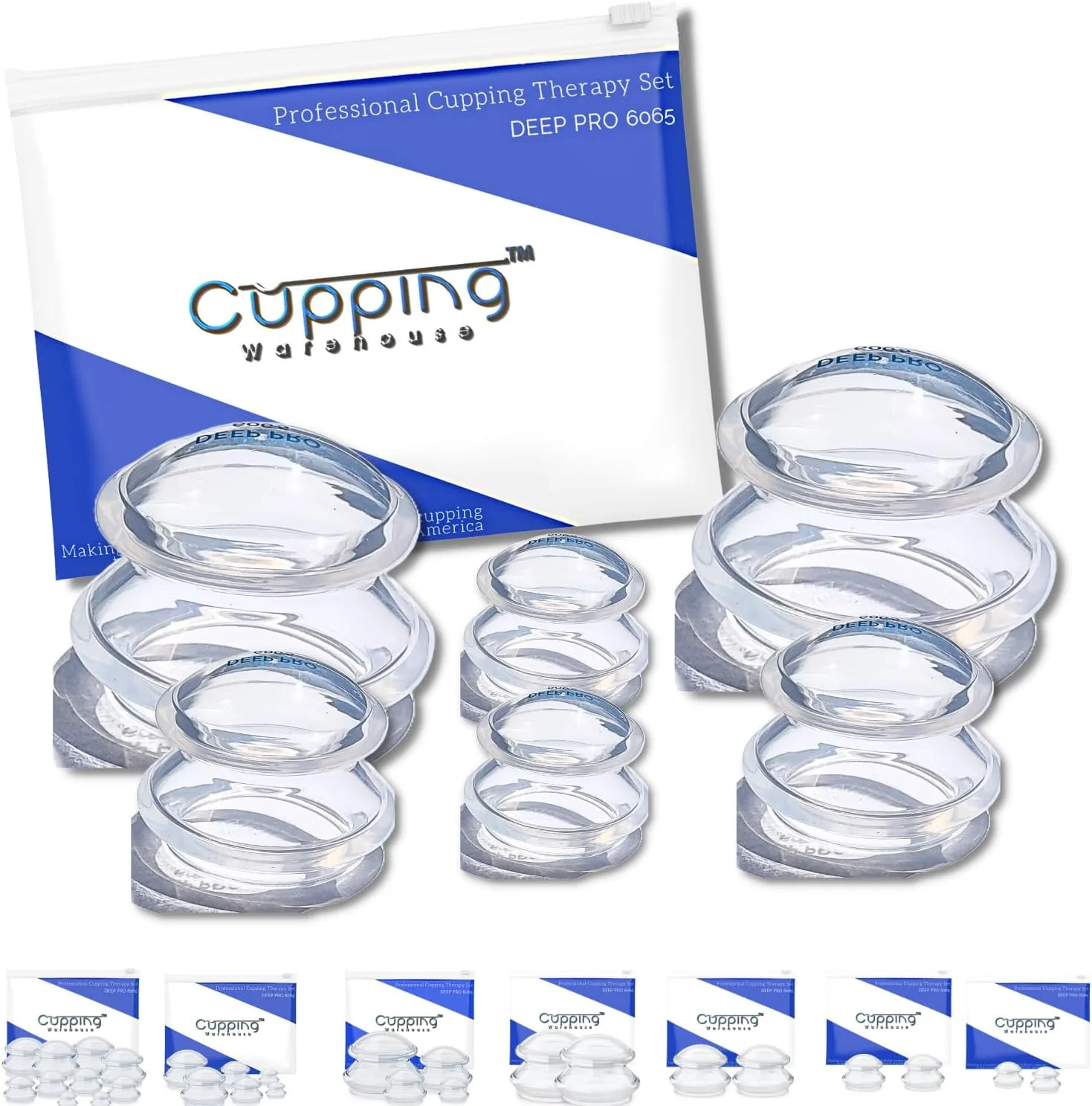 مجموعه 6 عددی کاپینگ انبار TM Supreme DEEP PRO - (3 سایز) ست های درمانی سیلیکونی سخت و محکم حرفه ای برای درمان سلولیت و بدن