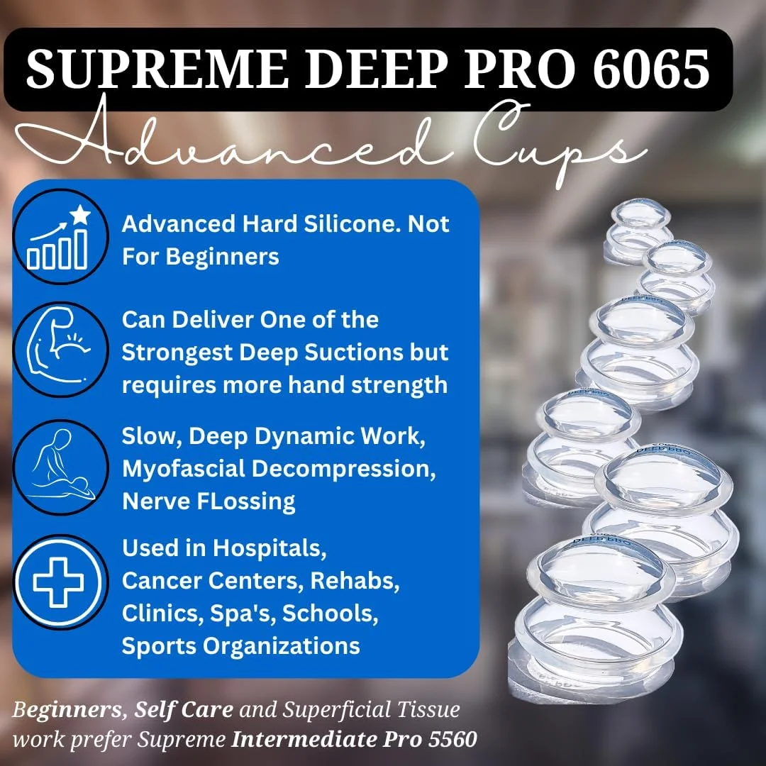 مجموعه 6 عددی کاپینگ انبار TM Supreme DEEP PRO - (3 سایز) ست های درمانی سیلیکونی سخت و محکم حرفه ای برای درمان سلولیت و بدن