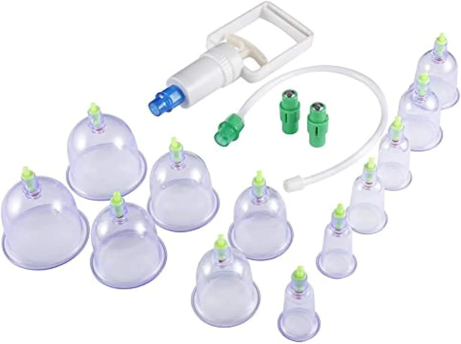 مجموعه حجامت - 12 فنجان مکش خلاء با پمپ دستی و نقاط طب فشاری مغناطیسی - ایده آل برای تسکین درد، آرامش عضلات و سلولیت - استفاده خانگی و حرفه ای