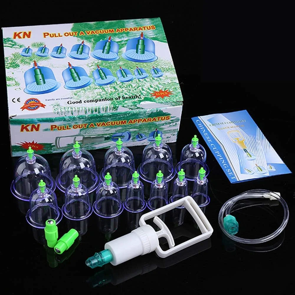 مجموعه حجامت 12 عددی، دستگاه مکش درمانی حجامت خلاء، کیت ماساژور بدن، مجموعه ابزار حجامت خانگی، روش سنتی چینی