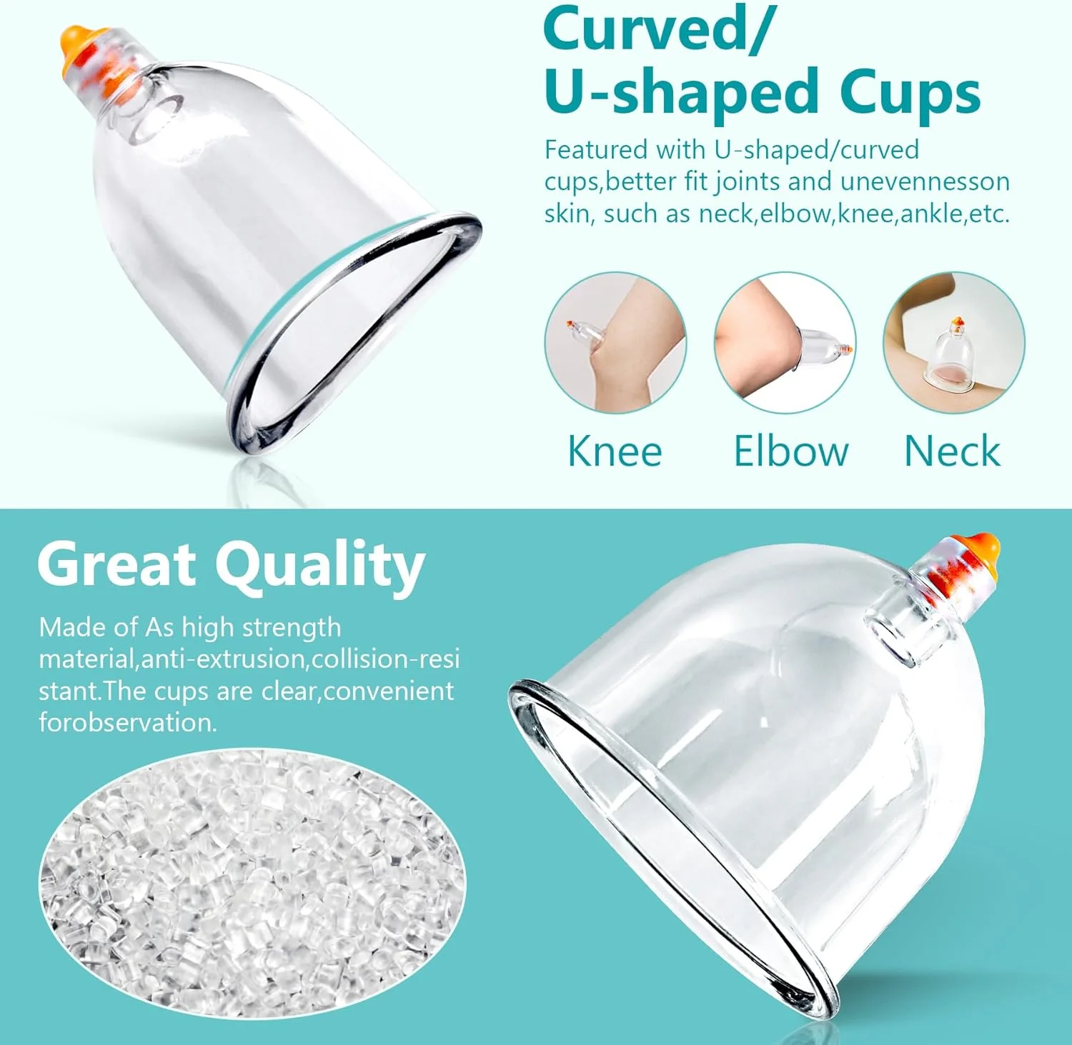 مجموعه حجامت دیتیند، مجموعه ۱۸ عددی حجامت، مجموعه های حرفه ای حجامت نقاط طب سوزنی قابل حمل، حجامت ارتقا یافته با کاپ های مکش پمپ دار برای تسکین درد عضلات و فیزیوتراپی