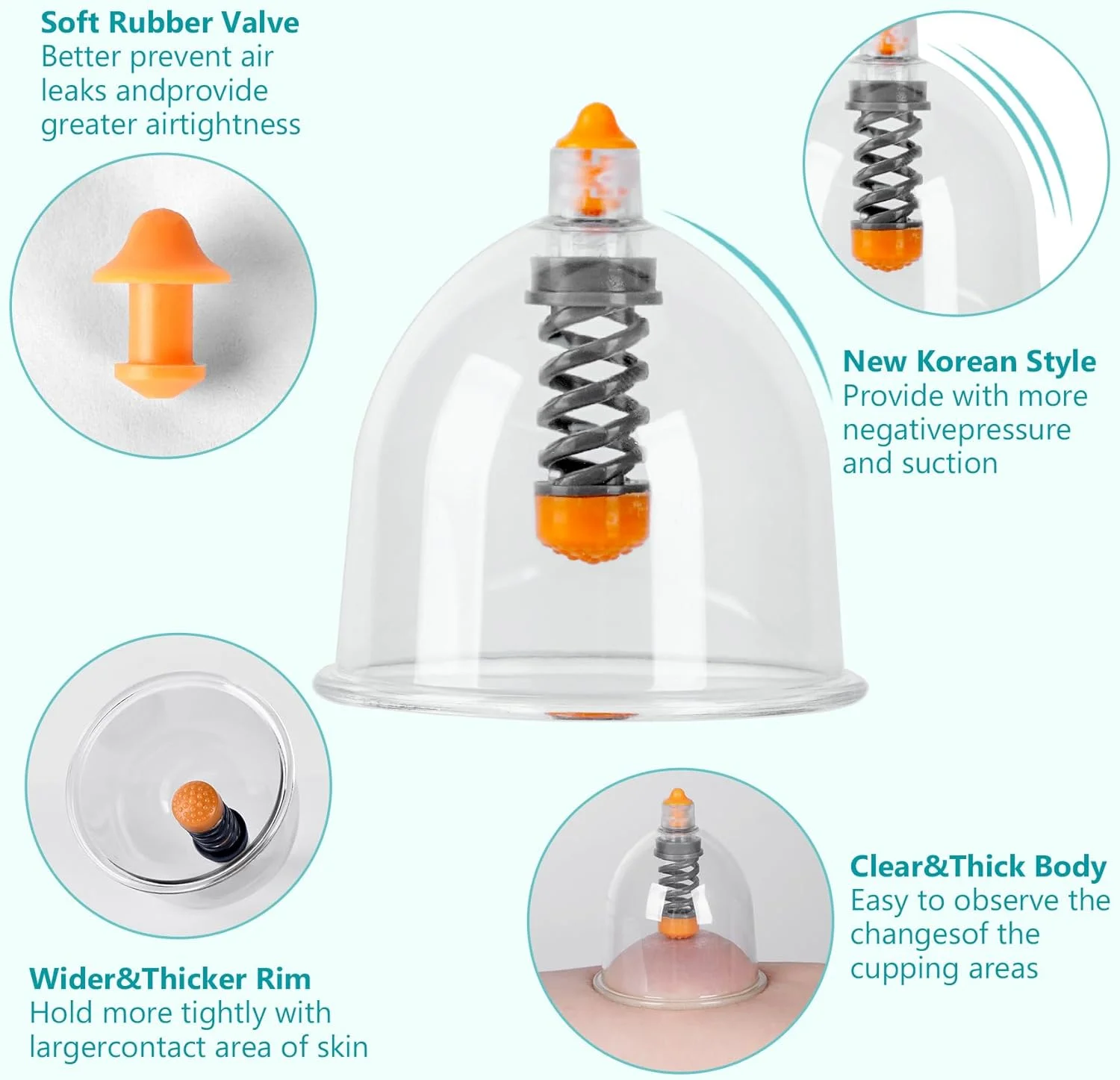 مجموعه حجامت دیتیند، مجموعه ۱۸ عددی حجامت، مجموعه های حرفه ای حجامت نقاط طب سوزنی قابل حمل، حجامت ارتقا یافته با کاپ های مکش پمپ دار برای تسکین درد عضلات و فیزیوتراپی