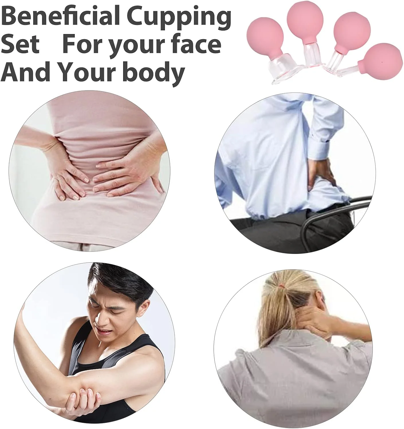 مجموعه ۴ عددی لیوان حجامت صورت، لیوان ماساژ صورت شیشه ای خلاء، مجموعه لیوان حجامت شیشه ای، لیوان ماساژ مکش خلاء سیلیکونی برای صورت/چشم/بدن (بسته ۴ عددی)