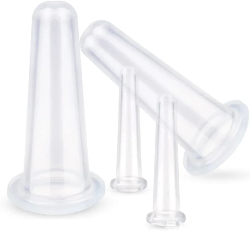 ست فنجان حجامت سیلیکا ژل، 4 عددی، دستگاه حجامت مخزن رطوبت گیر، فنجان ماساژ صورت برای مراقبت های بهداشتی و تخلیه مریدین (سفید)