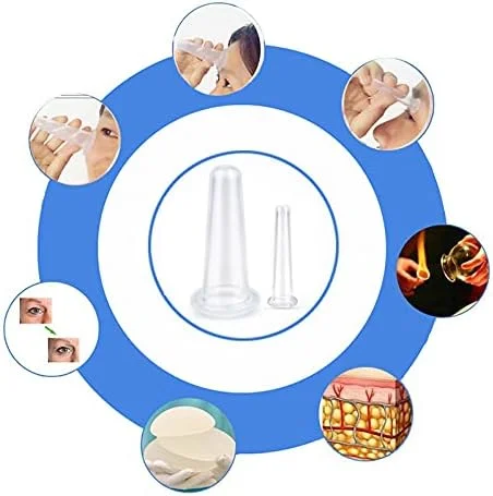 ست فنجان حجامت سیلیکا ژل، 4 عددی، دستگاه حجامت مخزن رطوبت گیر، فنجان ماساژ صورت برای مراقبت های بهداشتی و تخلیه مریدین (سفید)