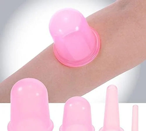 ست فنجان حجامت سیلیکا ژل، 4 عددی، دستگاه حجامت مخزن رطوبت گیر، فنجان ماساژ صورت برای مراقبت های بهداشتی و تخلیه مریدین (سفید)