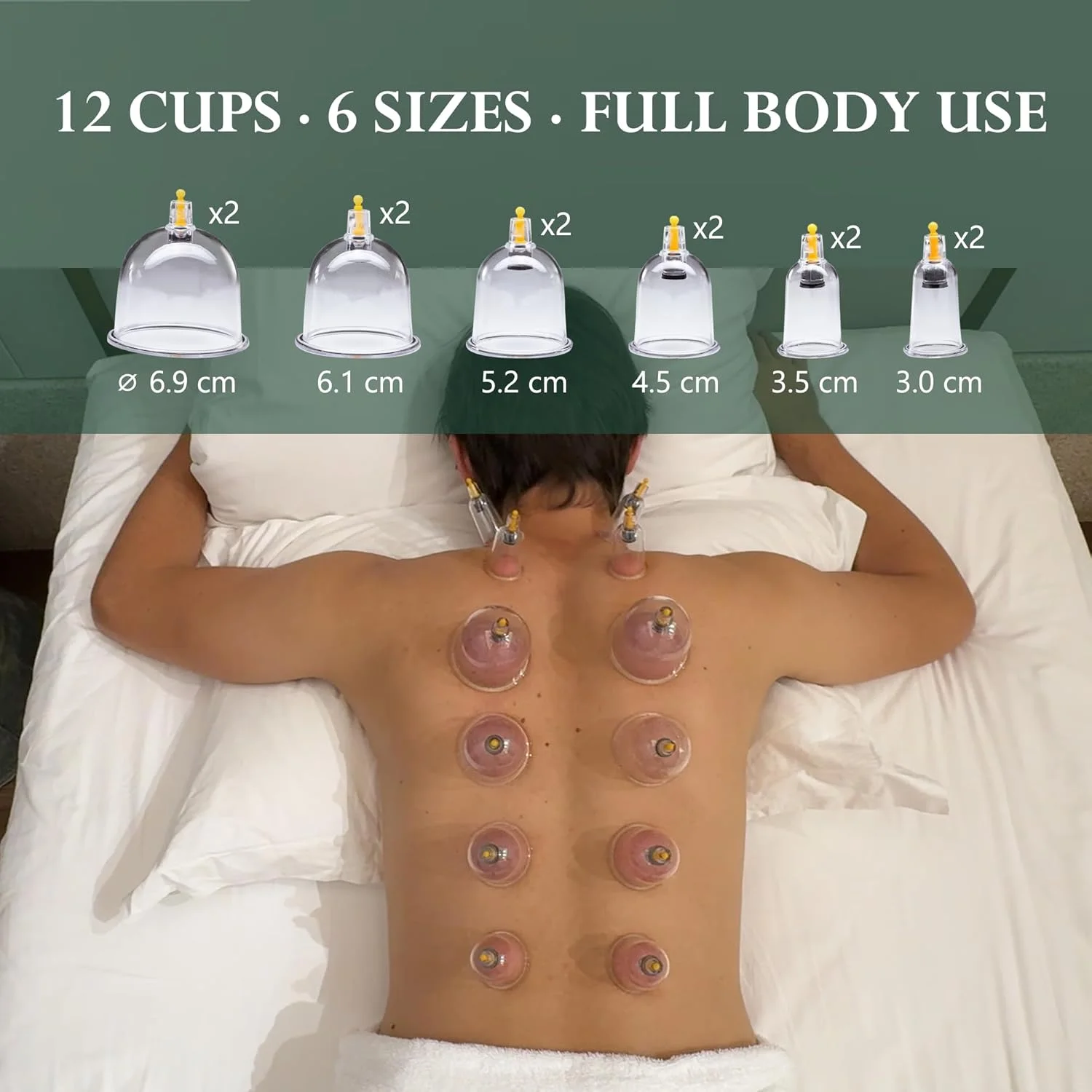 مجموعه بادکش درمانی آپ لایف، 12 فنجان برای تسکین درد عضلات و کاهش سلولیت، مجموعه بادکش خلاء چینی با پمپ دستی برای خانه و اسپا