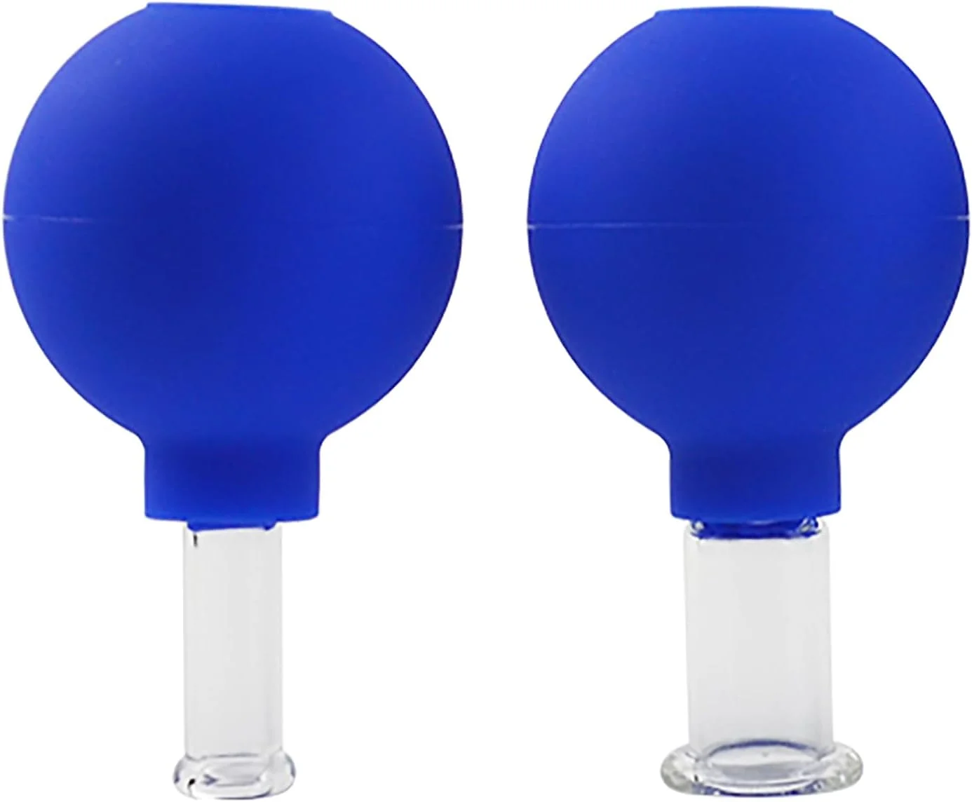 مجموعه دو عددی لیوان حجامت شیشه ای اسپرت امبلما، لیوان های سیلیکونی شیشه ای حجامت صورت، مکش خلاء برای پوست صورت، پشت، شانه، عضله (قطر 1 اینچ و 0.4 اینچ) (آبی)