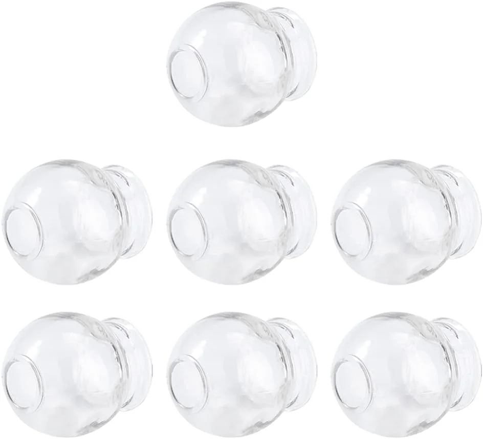 لیوان حجامت شیشه ای، دستگاه حجامت خلاء، تجهیزات حرفه ای درمان حجامت خلاء برای کمر، پا، شکم و کمر، 7 عدد