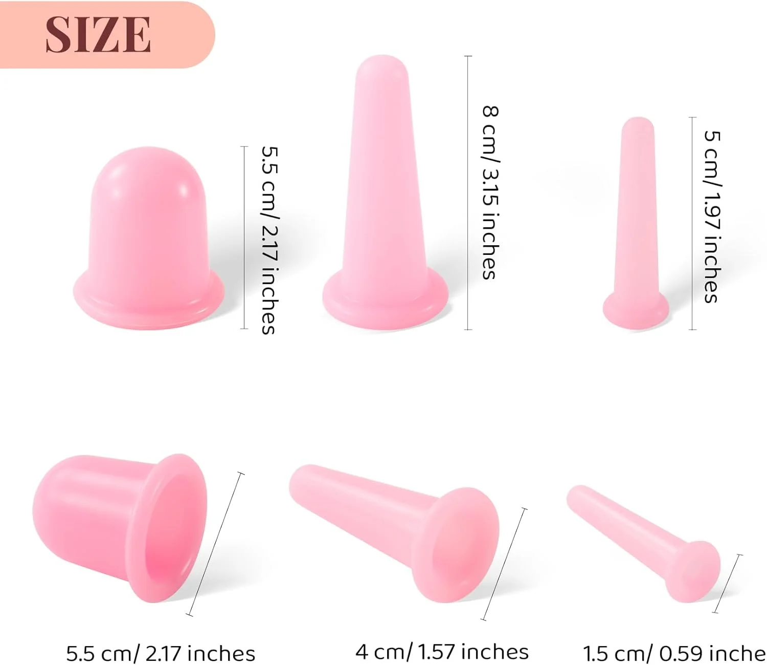 مجموعه ۵ عددی لیوان ماساژ صورت سیلیکونی Yeetec، لیوان های ماساژ خلاء صورتی، ابزار ماساژ صورت برای مراقبت از پوست صورت، گردن، پشت و چشم