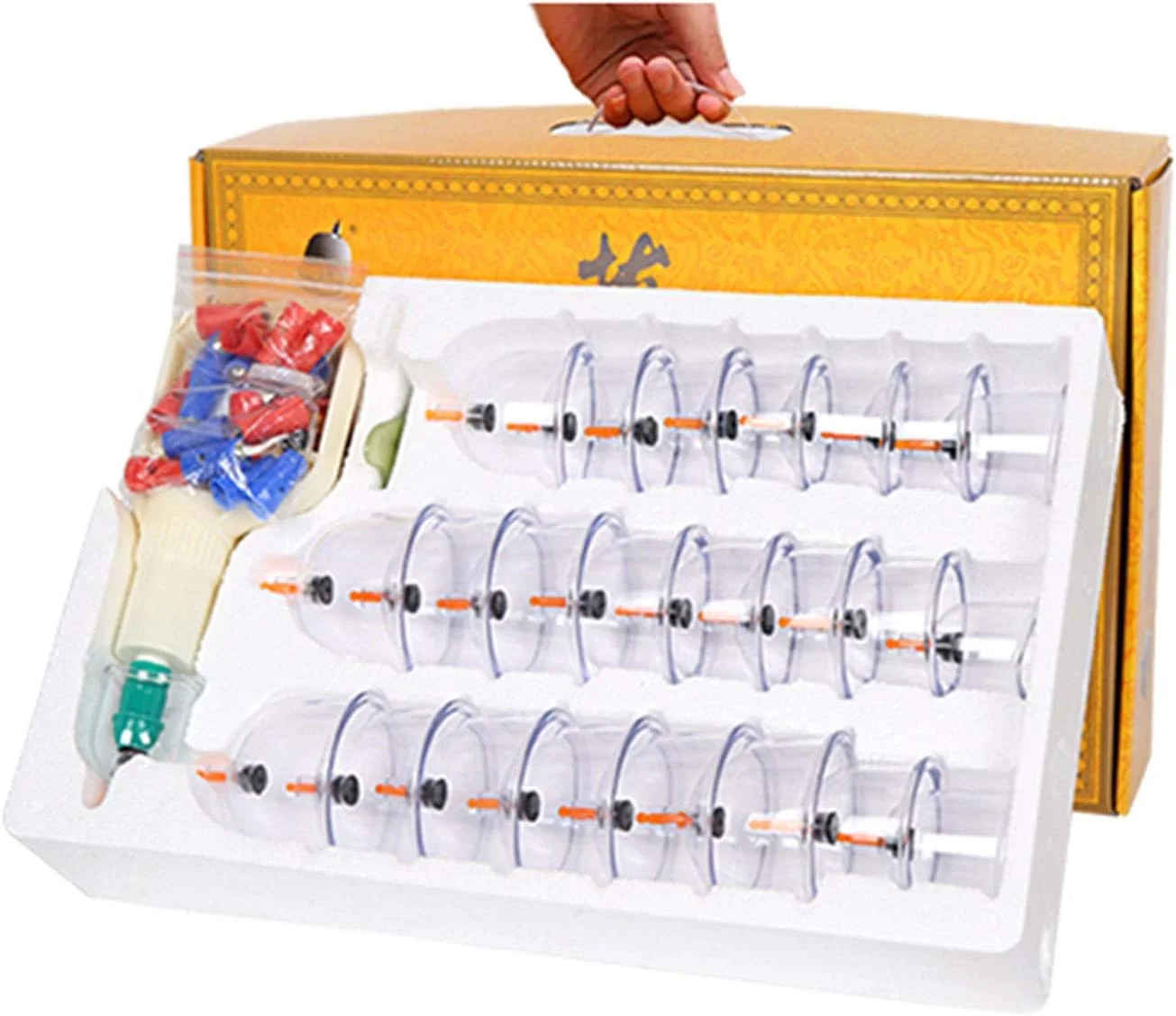 مجموعه حجامت خلاء ۲۴ عددی، مجموعه های حرفه ای حجامت چینی بیومغناطیسی با فنجان های بزرگ، مناسب برای استفاده در منزل