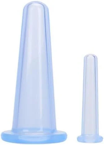 ست ۴ عددی لیوان های حجامت صورت سیلیکونی آبی، لیوان های حجامت خلاء ضد سلولیت برای ماساژ صورت و چشم، ابزار ماساژ، محصولات مراقبت بهداشتی (۲ کوچک + ۲ بزرگ)