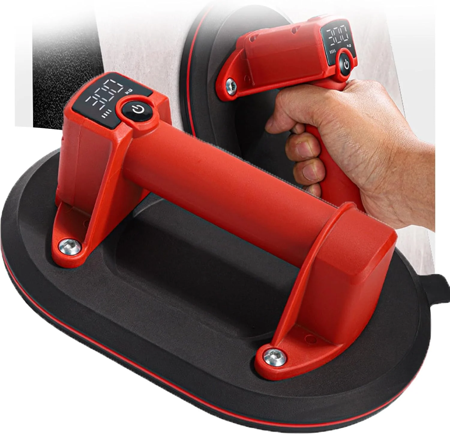 فنجان های مکش خلاء برقی، فنجان های مکش شیشه ای سنگین، پمپ هوای خلاء با منبع هوای اتوماتیک، ظرفیت باربری 300 کیلوگرم برای کاشی، شیشه، چوب، سنگ، فلز