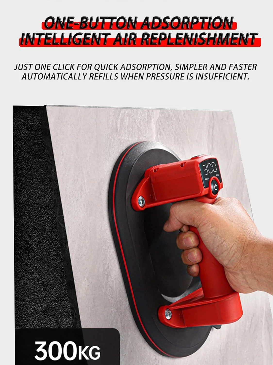 فنجان مکش باتری خور، فنجان های مکش خلاء برقی، پمپ هوای خلاء اتوماتیک، ظرفیت باربری 300 کیلوگرم برای کاشی، شیشه، چوب، سنگ، فلز