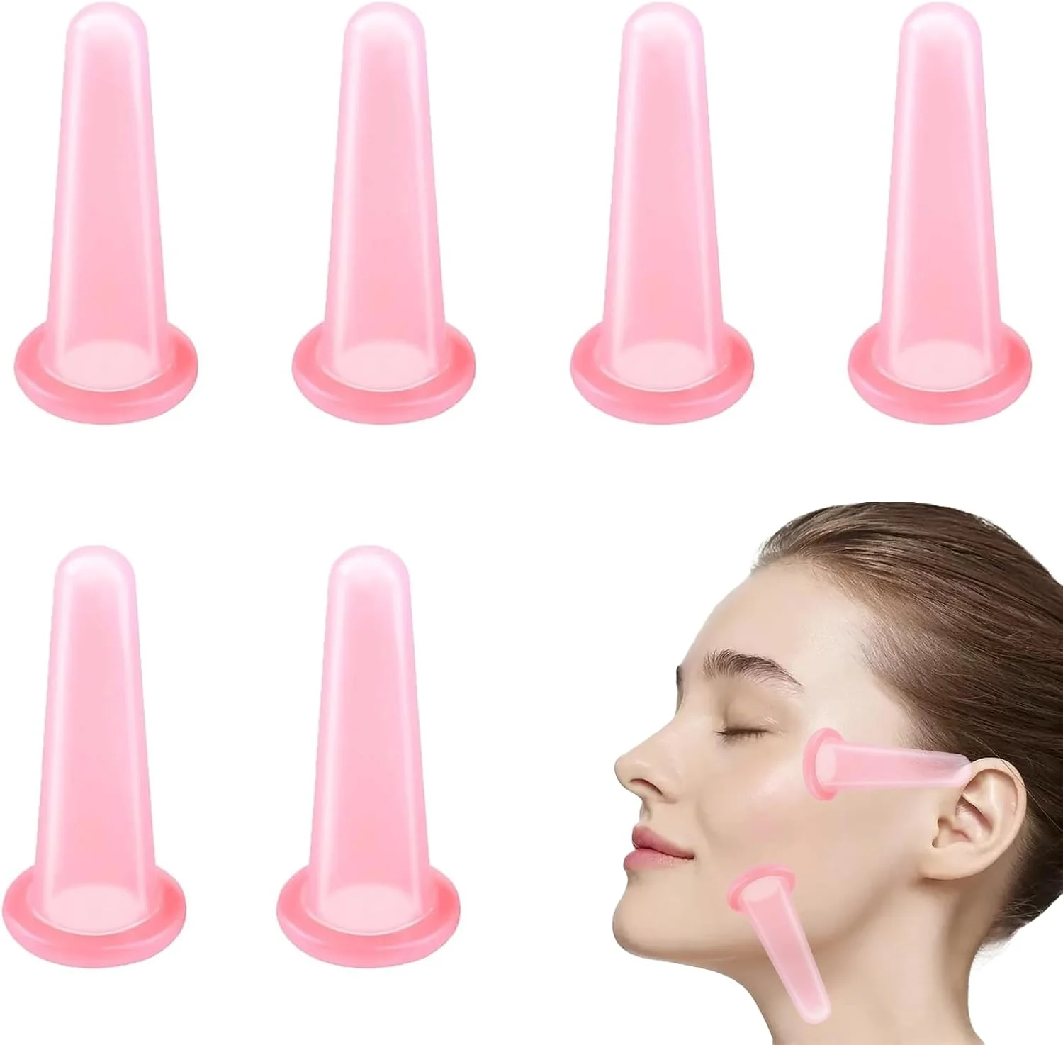 ست ۶ عددی کاپینگ صورت، کاپینگ صورت، ست صورت برای بادکش بدن، درمان مراقبت بهداشتی، کیت فنجان ماساژ خلاء صورتی برای گردن چشم پشت، ابزار زیبایی ضد پیری، رهاسازی فاسیا