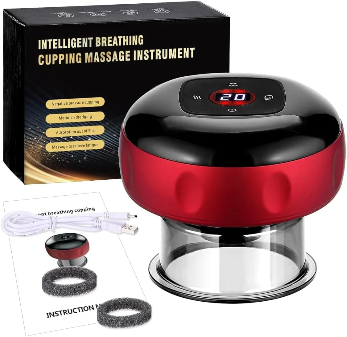 ماساژور حجامت برقی هوشمند 4 در 1 | درمان وکیوم، گواشا، خراش و رفع سلولیت | 12 سطح گرما و مکش | تسکین هوشمند خستگی برای صورت و بدن | دستگاه حجامت مک راس