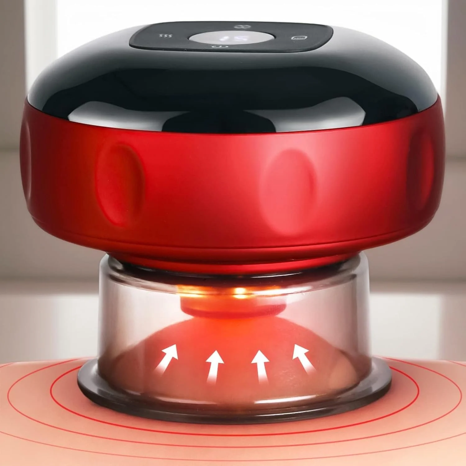 ماساژور حجامت الکتریکی | ابزار ماساژ هوشمند حجامت با 12 حالت قابل تنظیم نور قرمز برای آقایان، رفع خستگی عضلات، کمردرد، ریکاوری بعد از تمرین بانوان