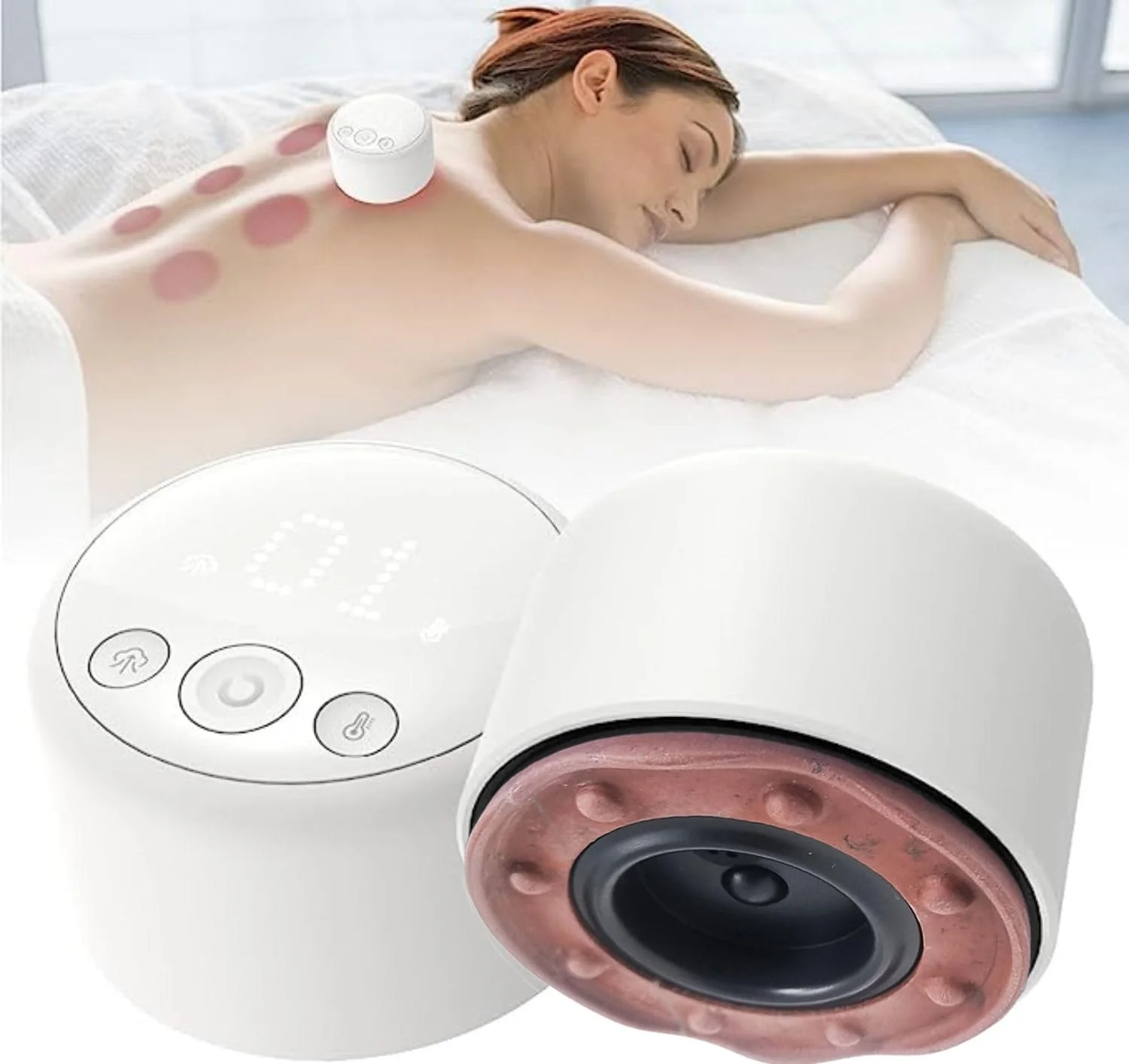 ماساژور الکتریکی حجامت با گرما، ویبره، نور قرمز، حجامت هوشمند فشار منفی، برای تسکین درد مفاصل سفت عضلانی، گره ها، دردها، اسپاسم عضلانی، گردش خون