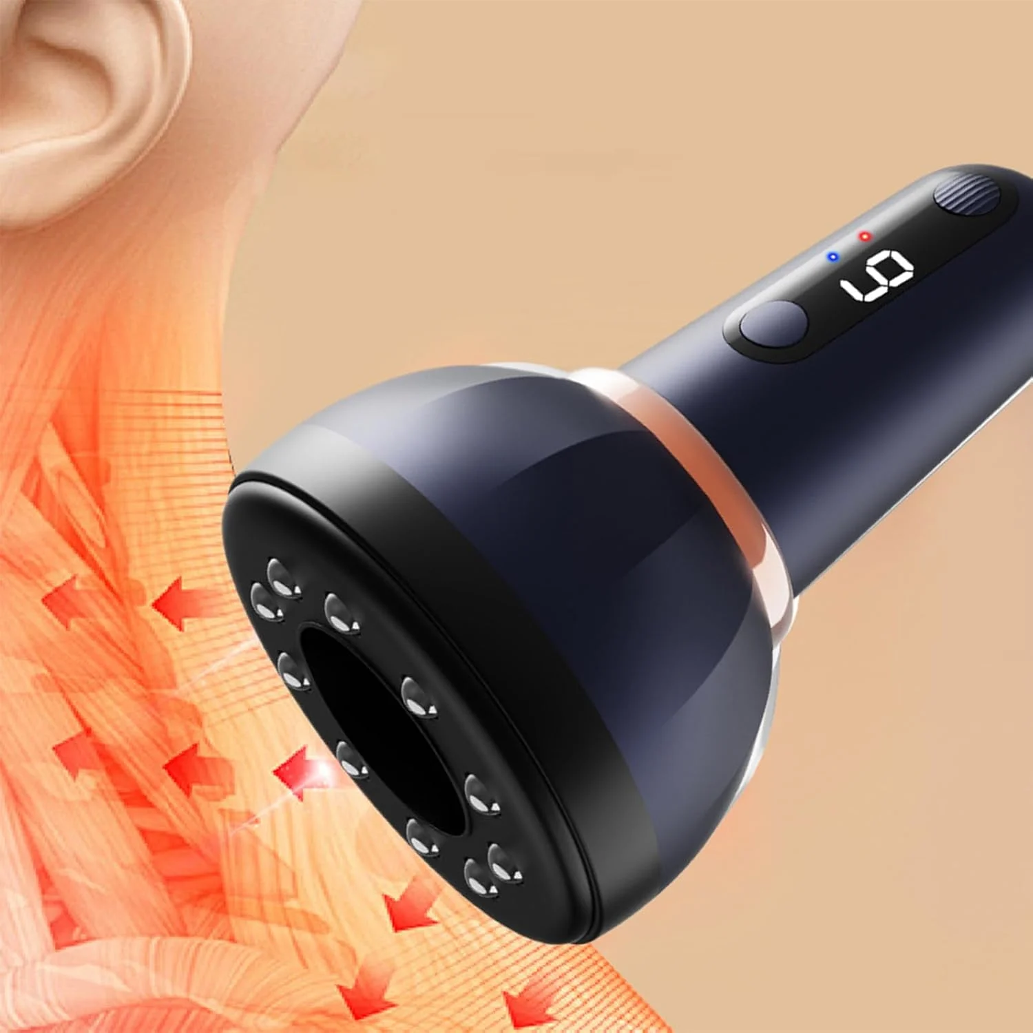 دستگاه کاپینگ الکتریکی با 9 سطح دما و مکش، ماساژور حجامت خلاء شارژی، ابزار خراش Gua Sha برای گردن، شانه، پشت و ریکاوری عضلات