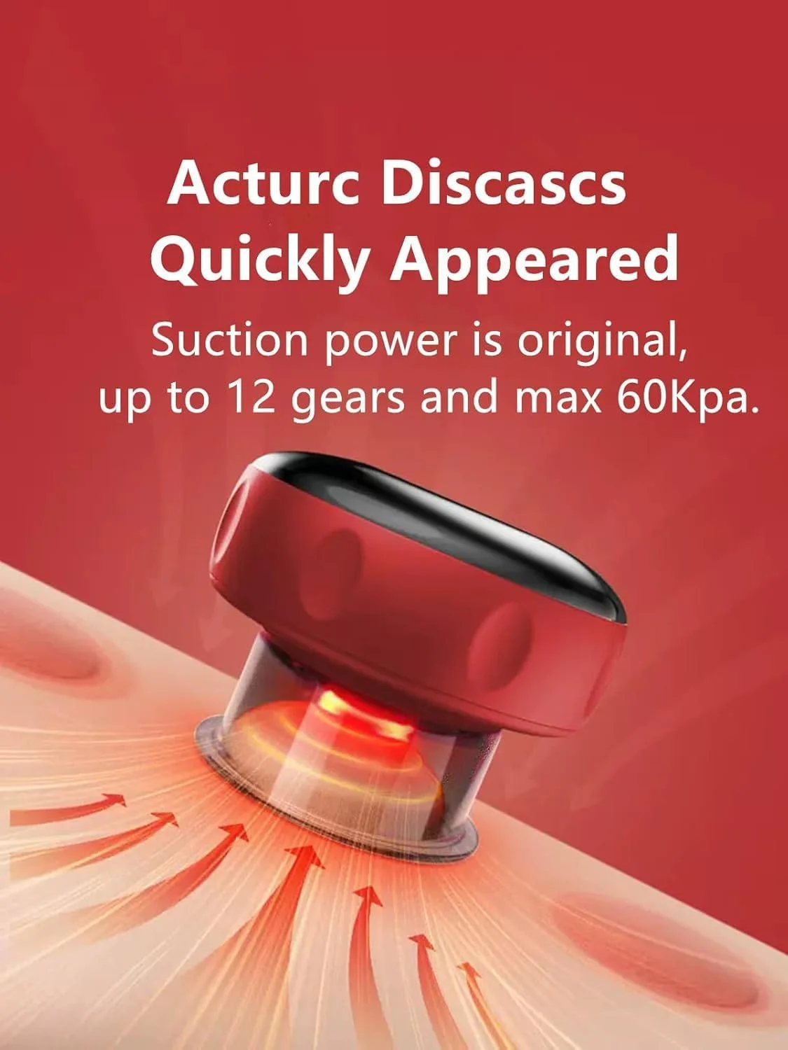 دستگاه کاپینگ هوشمند و پویای الترازون - دستگاه وکیوم تراپی 4 در 1 برای رفع سلولیت، ماساژور گوا شا، 12 سطح دما و مکش، قرمز