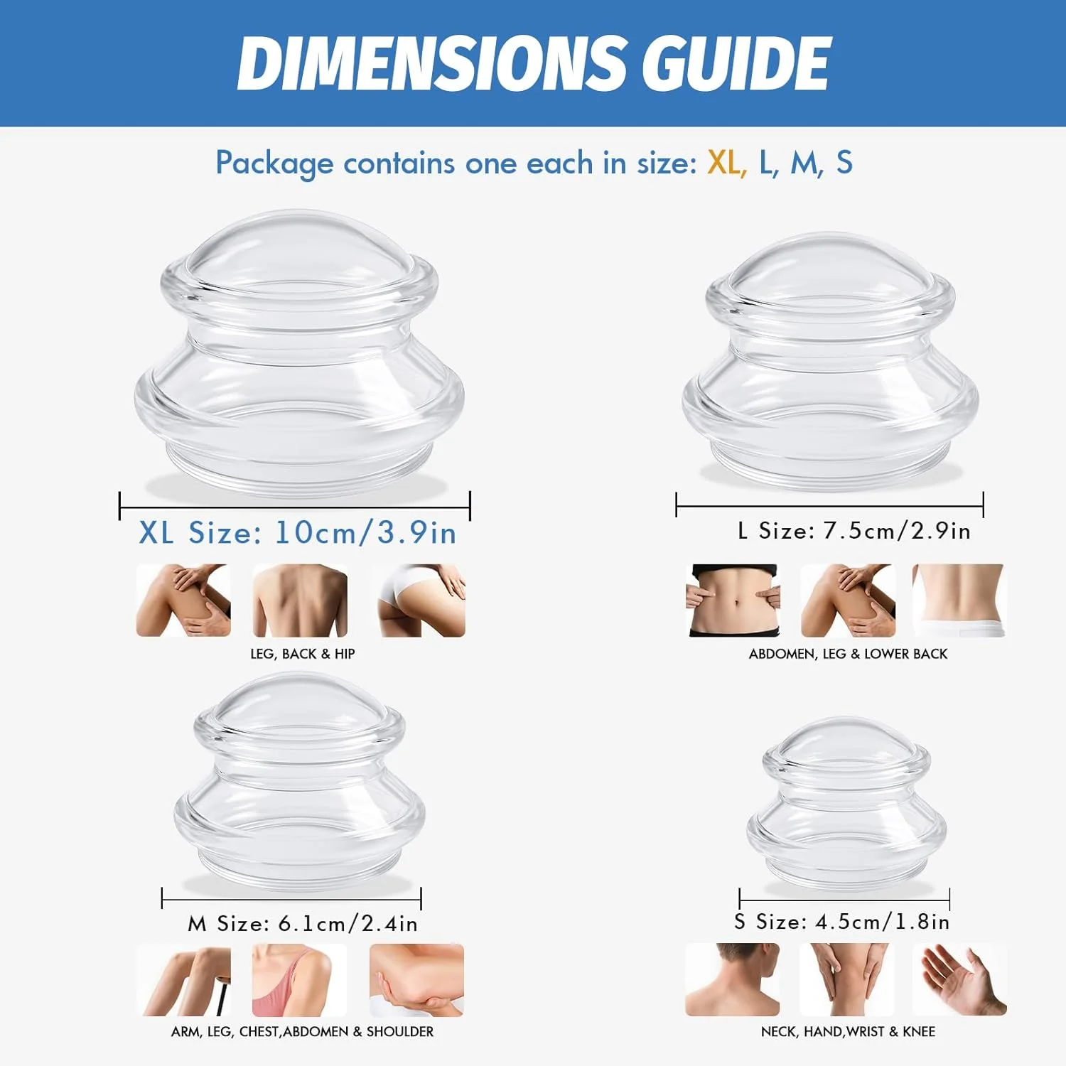 مجموعه فنجان های سیلیکونی ELERA، فنجان های مکش چینی برای کاهش سلولیت و ماساژ بدن (4 فنجان)