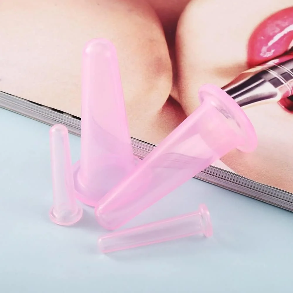 مجموعه ۴ عددی لیوان ماساژ سیلیکونی صورتی رنگ انیولیدیمک، مناسب برای ماساژ صورت، گردن، پشت، چشم، لیوان های مکش و ماساژ ضد سلولیت، مراقبت بهداشتی