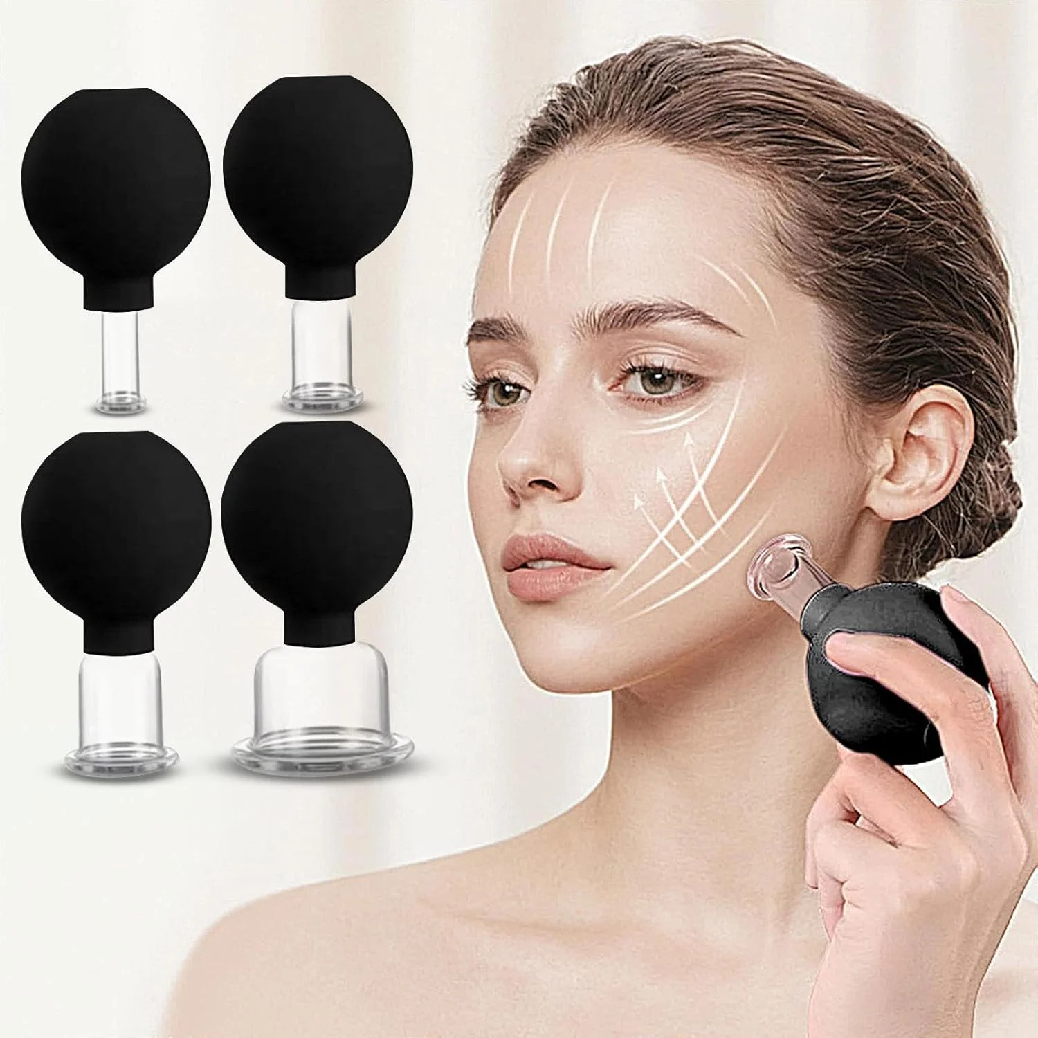 ست کاپینگ صورت - کاپ های ماساژ بدن - ست 4 عددی کاپ مکش خلاء برای پا، بازو، پشت، شانه، ابزار ماساژ بدن